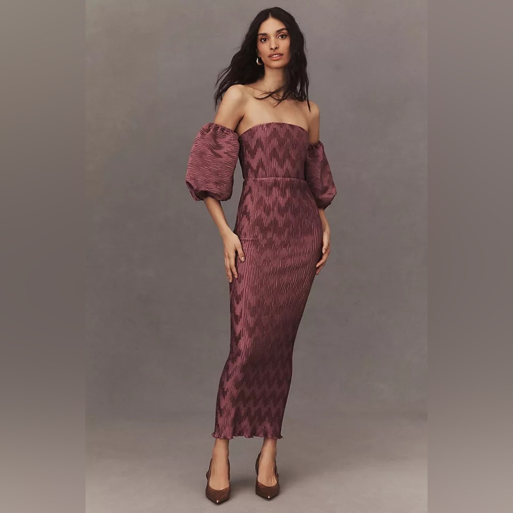 L’IDÉE off the shoulder puff sleeve dress